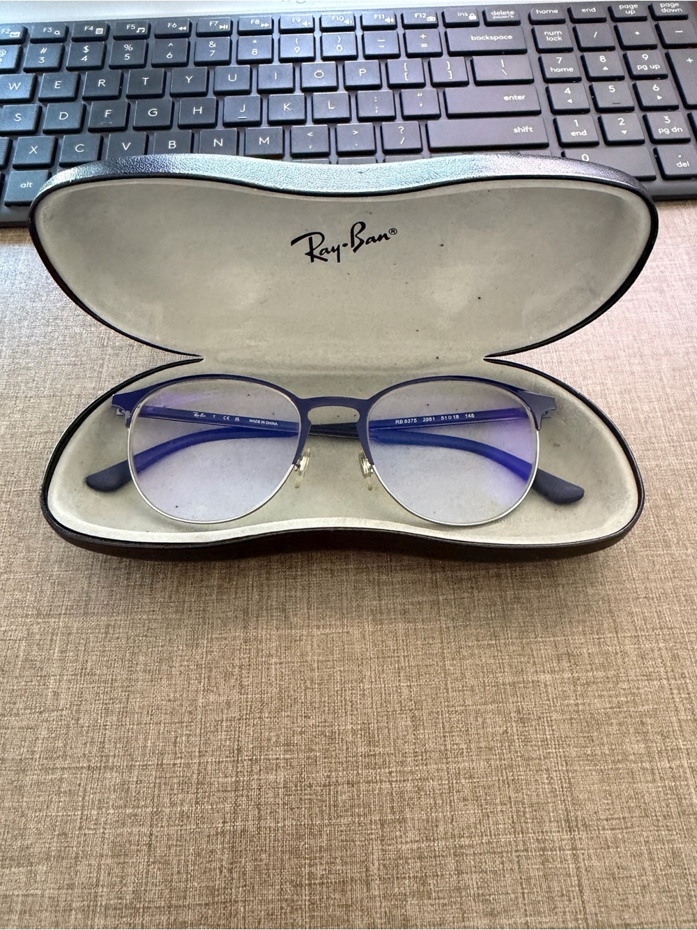 Ray Ban Eyeglasses, Frames Only, RB 6375 2981, 51-18-145, gunmetal/blue